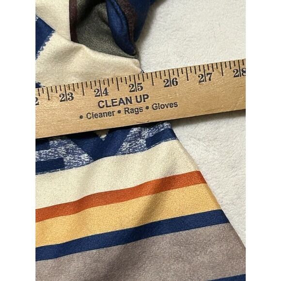 AZTEC PRINT ￼ Womens Hooded Poncho Coat Lined Horn Buttons Closure 3XL Warm - Picture 7 of 15